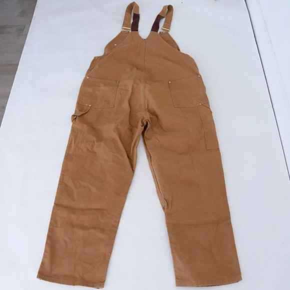 Vintage Tough Duck Tan 100% Cotton Double  Knee Zip Up Overalls Size XL-XXL - Picture 2 of 16